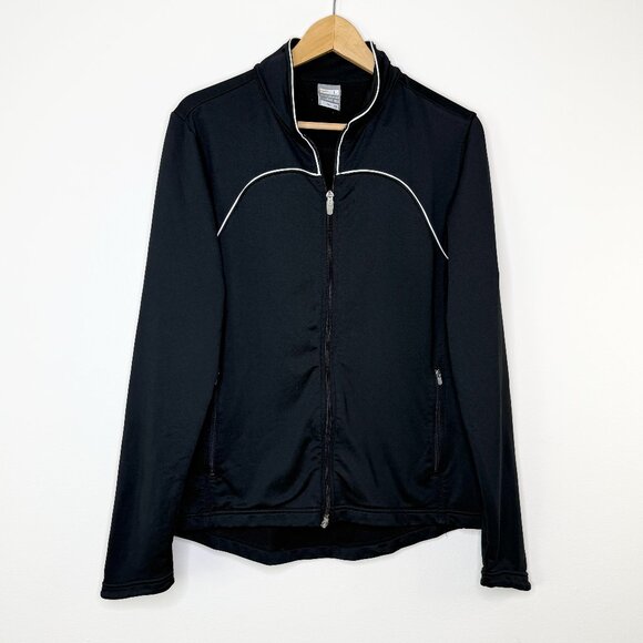 Nike Fit Dry Black White Full Zip Athletic Jacket Women’s Size Large 12-14 - Picture 1 of 10